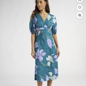 Teal and Purple Floral Midi Dress